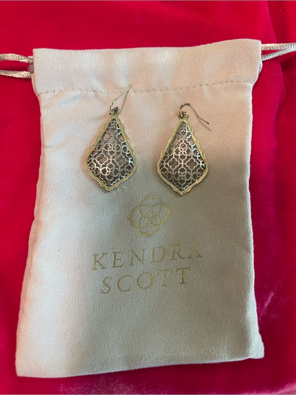 Kendra Scott Gold Filigree Teardrop Dangle Earrings